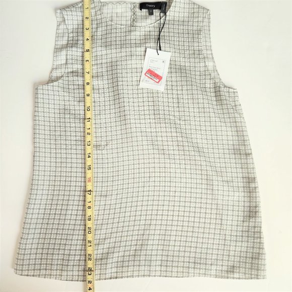 THEORY Grid Silk Shell Top, Petite - Picture 9 of 10